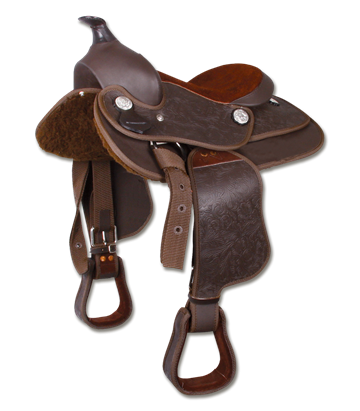 Synthetic Western Saddle, pony, brown